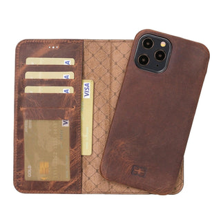 Bouletta Cep Telefonu Kılıfları iPhone 12 Pro Max / Koyu Kahve Apple iPhone 12 Serisi Cüzdanlı Çıkarılabilir Tam Kaplama Deri Kılıf Premium Koruma