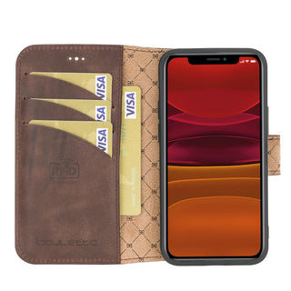 Bouletta Cep Telefonu Kılıfları iPhone 12 Mini / Koyu Kahve Apple iPhone 12 Serisi Cüzdanlı Deri Kılıf