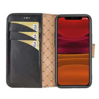 Bouletta Cep Telefonu Kılıfları iPhone 12 Mini / Siyah Apple iPhone 12 Serisi Cüzdanlı Deri Kılıf