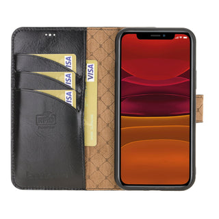 Bouletta Cep Telefonu Kılıfları iPhone 12 Pro Max / Siyah Apple iPhone 12 Serisi Cüzdanlı Deri Kılıf
