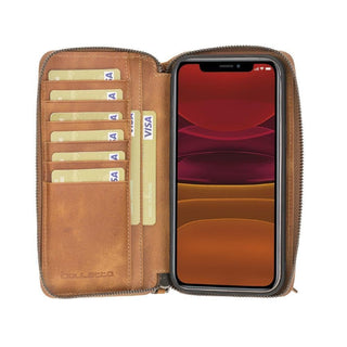 Bouletta Cep Telefonu Kılıfları iPhone 12 / 12 Pro / Taba Apple iPhone 12 Serisi Cüzdanlı ve Fermuarlı Çıkarılabilir Deri Kılıf