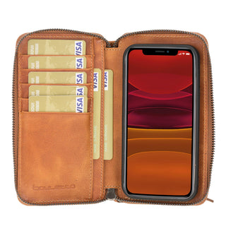 Bouletta Cep Telefonu Kılıfları iPhone 12 Mini / Taba Apple iPhone 12 Serisi Cüzdanlı ve Fermuarlı Çıkarılabilir Deri Kılıf Premium Koruma