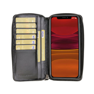 Bouletta Cep Telefonu Kılıfları iPhone 12 Pro Max / Siyah Apple iPhone 12 Serisi Cüzdanlı ve Fermuarlı Çıkarılabilir Deri Kılıf