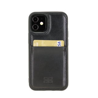Bouletta Cep Telefonu Kılıfları iPhone 12 Mini / Siyah Apple iPhone 12 Serisi Kartlıklı Deri Arka Kapak Premium Koruma