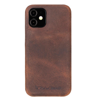 Bouletta Cep Telefonu Kılıfları iPhone 12 / 12 Pro / Koyu Kahve Apple iPhone 12 Serisi Tam Deri Kaplama Arka Kapak Premium Koruma
