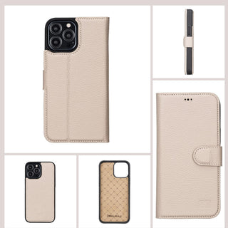Bouletta Cep Telefonu Kılıfları Apple iPhone 13 Pro Serisi Cüzdanlı Çıkarılabilir Deri Kılıf