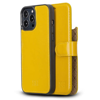 Bouletta Cep Telefonu Kılıfları iPhone 13 Pro Max / Hardal Apple iPhone 13 Pro Serisi Cüzdanlı Çıkarılabilir Deri Kılıf