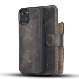 Bouletta Cep Telefonu Kılıfları iPhone 13 Mini / Gri Apple iPhone 13 Serisi Cüzdanlı Çıkarılabilir Deri Kılıf Premium Koruma