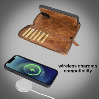 Bouletta Cep Telefonu Kılıfları Apple iPhone 13 Serisi Cüzdanlı ve Fermuarlı Çıkarılabilir Deri Kılıf Premium Koruma