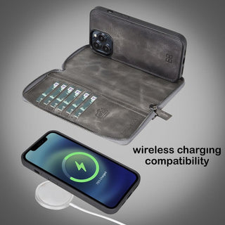 Bouletta Cep Telefonu Kılıfları Apple iPhone 13 Serisi Cüzdanlı ve Fermuarlı Çıkarılabilir Deri Kılıf Premium Koruma