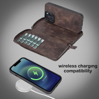 Bouletta Cep Telefonu Kılıfları Apple iPhone 13 Serisi Cüzdanlı ve Fermuarlı Çıkarılabilir Deri Kılıf Premium Koruma