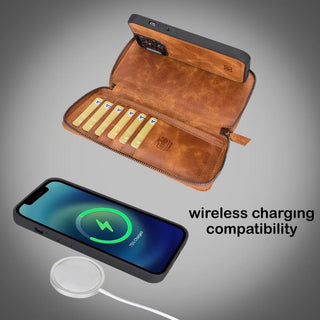 Bouletta Cep Telefonu Kılıfları Apple iPhone 13 Serisi Cüzdanlı ve Fermuarlı Çıkarılabilir Deri Kılıf Premium Koruma