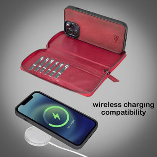 Bouletta Cep Telefonu Kılıfları Apple iPhone 13 Serisi Cüzdanlı ve Fermuarlı Çıkarılabilir Deri Kılıf Premium Koruma