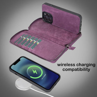 Bouletta Cep Telefonu Kılıfları Apple iPhone 13 Serisi Cüzdanlı ve Fermuarlı Çıkarılabilir Deri Kılıf