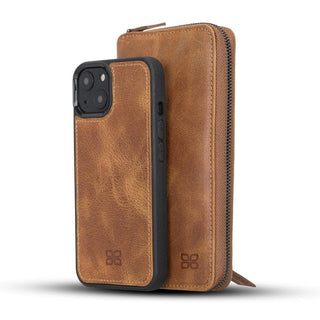 Bouletta Cep Telefonu Kılıfları iPhone 13 Mini / Açık Taba Apple iPhone 13 Serisi Cüzdanlı ve Fermuarlı Çıkarılabilir Deri Kılıf Premium Koruma