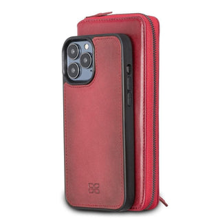 Bouletta Cep Telefonu Kılıfları iPhone 13 Pro Max / Kırmızı Apple iPhone 13 Serisi Cüzdanlı ve Fermuarlı Çıkarılabilir Deri Kılıf Premium Koruma