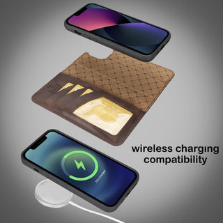 Bouletta Cep Telefonu Kılıfları Apple iPhone 14 Serisi Cüzdanlı Çıkarılabilir Deri Kılıf