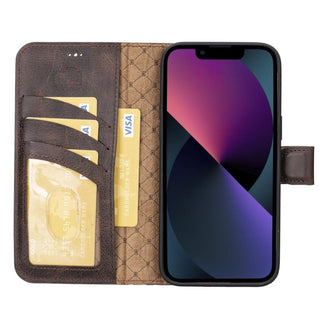 Bouletta Cep Telefonu Kılıfları Apple iPhone 14 Serisi Cüzdanlı Çıkarılabilir Deri Kılıf