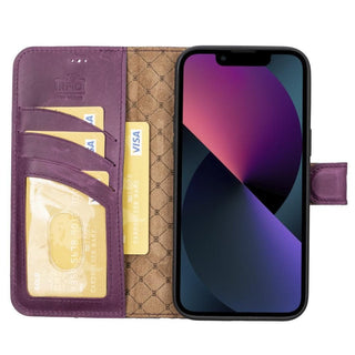 Bouletta Cep Telefonu Kılıfları Apple iPhone 14 Serisi Cüzdanlı Çıkarılabilir Deri Kılıf