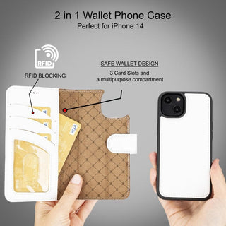 Bouletta Cep Telefonu Kılıfları Apple iPhone 14 Serisi Cüzdanlı Çıkarılabilir Deri Kılıf - Özel Renkler Premium Koruma