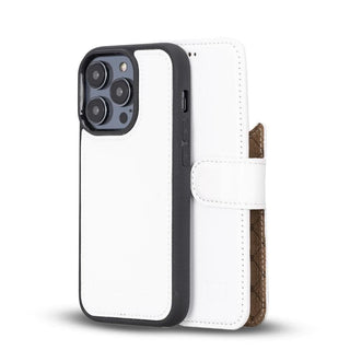 Bouletta Cep Telefonu Kılıfları iPhone 14 Pro / Beyaz Apple iPhone 14 Serisi Cüzdanlı Çıkarılabilir Deri Kılıf - Özel Renkler Premium Koruma