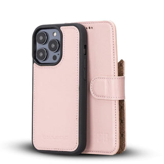 Bouletta Cep Telefonu Kılıfları iPhone 14 Pro / Pembe Apple iPhone 14 Serisi Cüzdanlı Çıkarılabilir Deri Kılıf - Özel Renkler