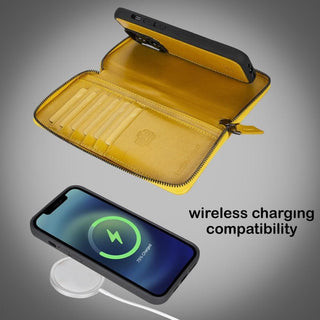 Bouletta Cep Telefonu Kılıfları Apple iPhone 14 Serisi Cüzdanlı ve Fermuarlı Çıkarılabilir Deri Kılıf