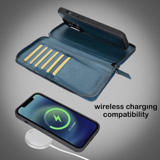 Bouletta Cep Telefonu Kılıfları Apple iPhone 14 Serisi Cüzdanlı ve Fermuarlı Çıkarılabilir Deri Kılıf