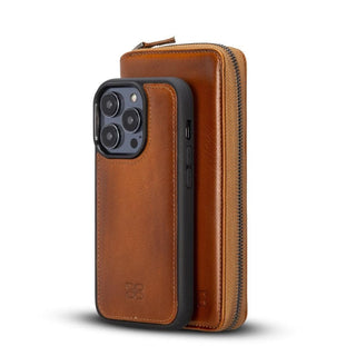 Bouletta Cep Telefonu Kılıfları iPhone 14 Pro Max / Taba Apple iPhone 14 Serisi Cüzdanlı ve Fermuarlı Çıkarılabilir Deri Kılıf