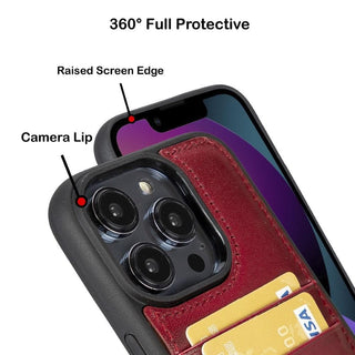 Bouletta Cep Telefonu Kılıfları Apple iPhone 14 Serisi Kartlıklı Deri Arka Kapak Premium Koruma