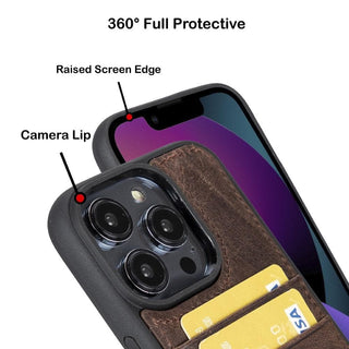 Bouletta Cep Telefonu Kılıfları Apple iPhone 14 Serisi Kartlıklı Deri Arka Kapak Premium Koruma