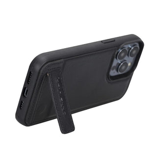 Bouletta Cep Telefonu Kılıfları iPhone 14 Pro Max / Siyah Apple iPhone 14 Serisi Standlı Deri Arka Kapak Premium Koruma