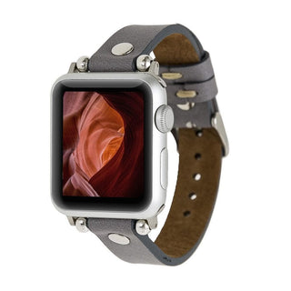Bouletta Kol Saati Kayışları Gri Apple Watch Deri Kayış – Clitheroe Ferro