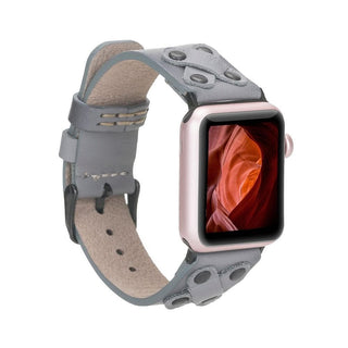 Bouletta Kol Saati Kayışları Gri-Siyah Trok Apple Watch Deri Kayış – Glasgow Cross