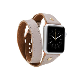 Bouletta Kol Saati Kayışları Bej Apple Watch Deri Kayış – Leeds Tam Tur İnce Altın rengi Boncuklu