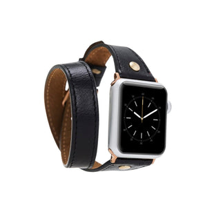 Bouletta Kol Saati Kayışları Siyah Apple Watch Deri Kayış – Leeds Tam Tur İnce Altın rengi Boncuklu