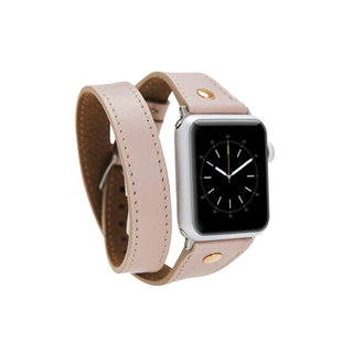 Bouletta Kol Saati Kayışları Açık Pembe Apple Watch Deri Kayış – Leeds Tam Tur İnce Gül rengi Boncuklu