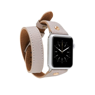 Bouletta Kol Saati Kayışları Bej Apple Watch Deri Kayış – Leeds Tam Tur İnce Gül rengi Boncuklu