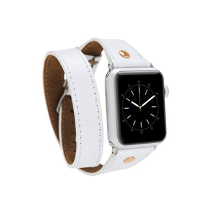 Bouletta Kol Saati Kayışları Beyaz Apple Watch Deri Kayış – Leeds Tam Tur İnce Gül rengi Boncuklu