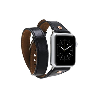 Bouletta Kol Saati Kayışları Siyah Apple Watch Deri Kayış – Leeds Tam Tur İnce Gül rengi Boncuklu
