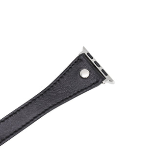 Bouletta Kol Saati Kayışları Apple Watch Deri Kayış – Leeds Tam Tur İnce Gümüş rengi Boncuklu