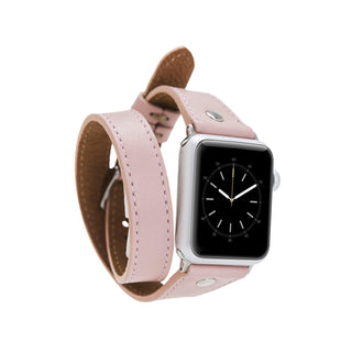 Bouletta Kol Saati Kayışları Pembe Apple Watch Deri Kayış – Leeds Tam Tur İnce Gümüş rengi Boncuklu