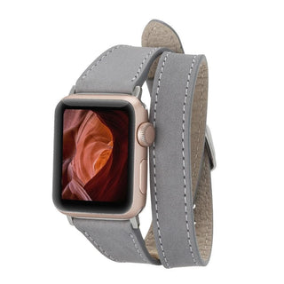 Bouletta Kol Saati Kayışları Gri Apple Watch Deri Kayış – Slim Leeds Tam Tur