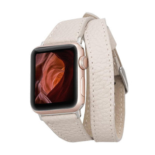 Bouletta Kol Saati Kayışları Krem Apple Watch Deri Kayış – Slim Leeds Tam Tur