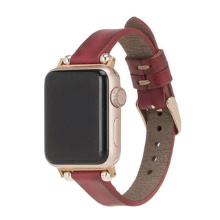 Bouletta Kol Saati Kayışları Gölgeli Kırmızı Apple Watch Deri Kayış – Wollaton Ferro Premium Koruma