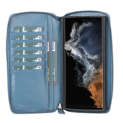 Bouletta Samsung Galaxy S22 Serisi Cüzdanlı ve Fermuarlı Çıkarılabilir Deri Kılıf S22 Ultra - Taba - 7