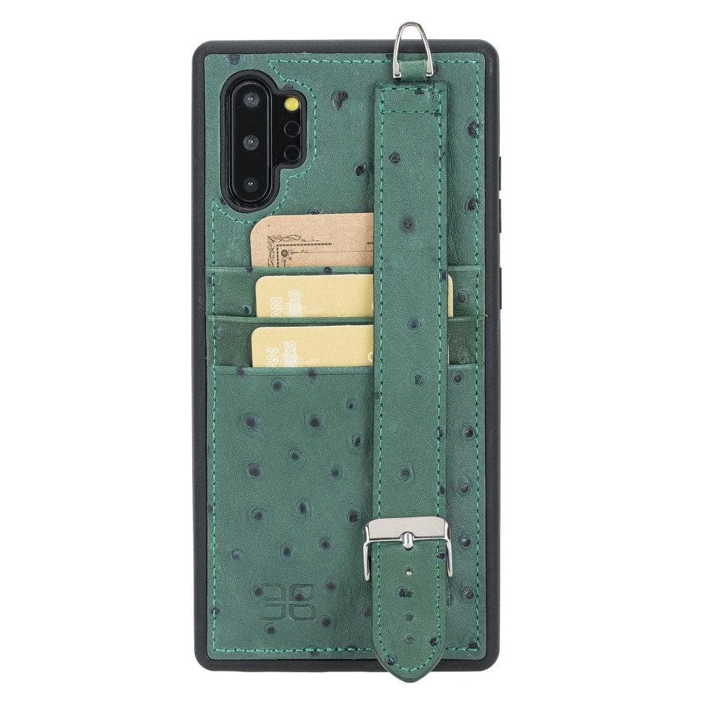 Bouletta Samsung Note 10 Serisi El Askılı Deri Arka Kapak / Note 10 Plus / Ostrich Yeşil