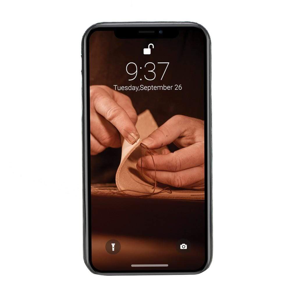 Bouletta Apple iPhone X XR XS Serisi Deri Concept Cover Arka Kapak / iPhone X/XS Max / Rustik Siyah