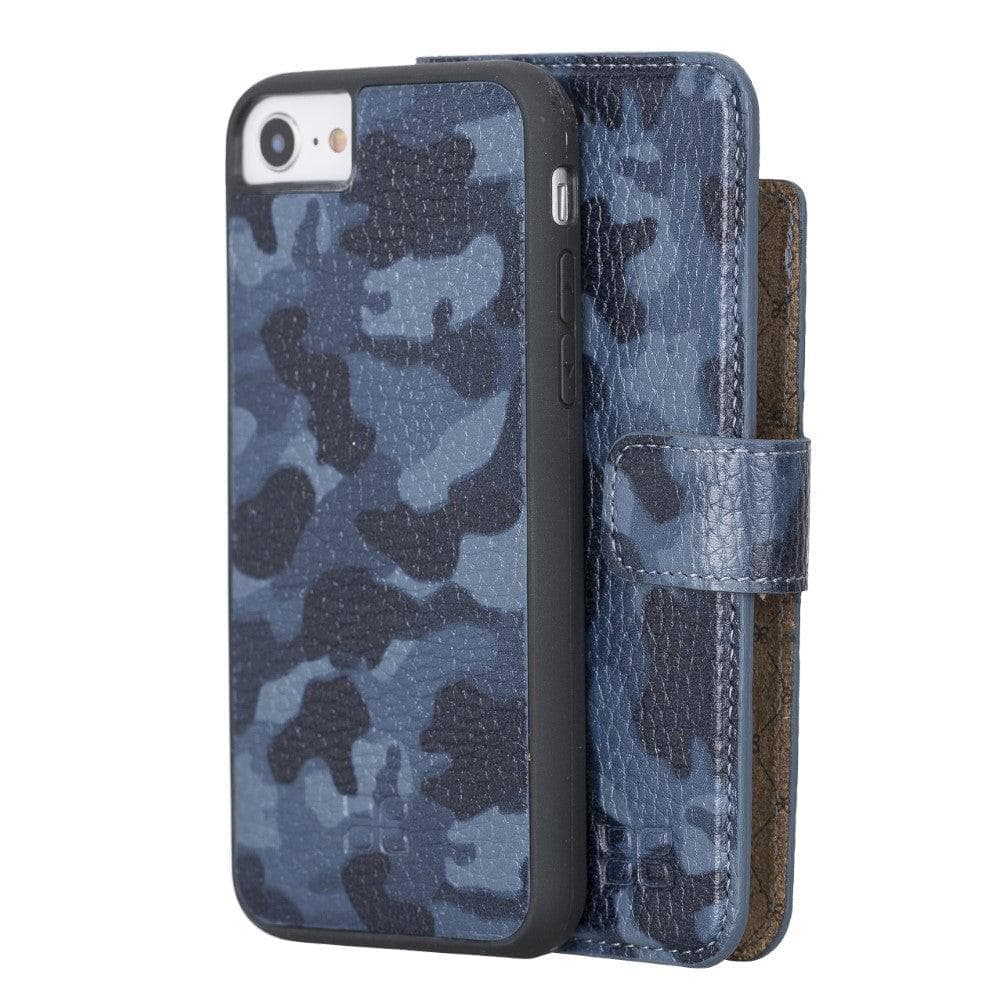 Detachable Leather Wallet Case for Apple iPhone 8 Series iPhone 8 / Camouflage Blue Bouletta LTD