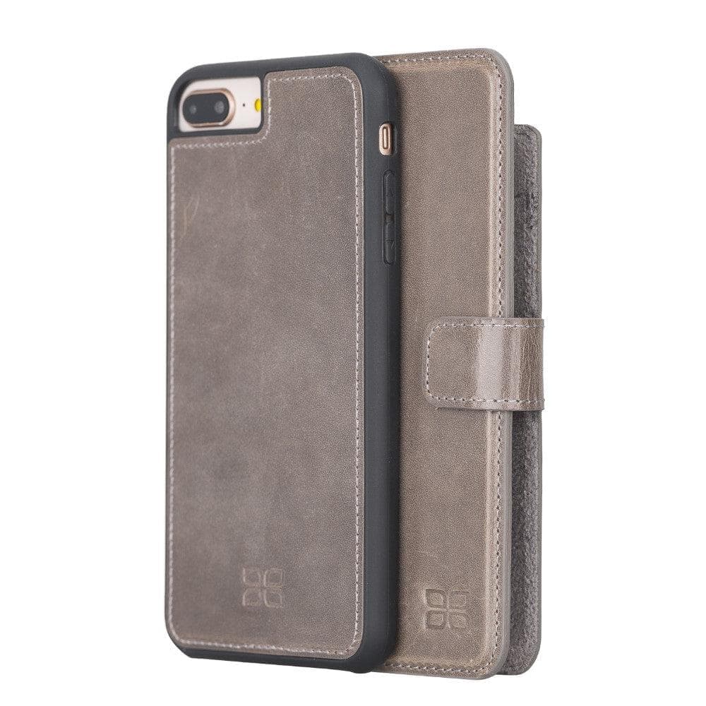 Detachable Leather Wallet Case for Apple iPhone 8 Series iPhone 8 Plus / Vegetal Gray Bouletta LTD